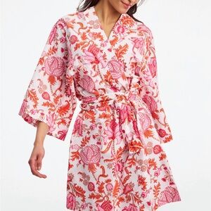 Roller Rabbit Amanda Kimono Robe - Pink and Orange